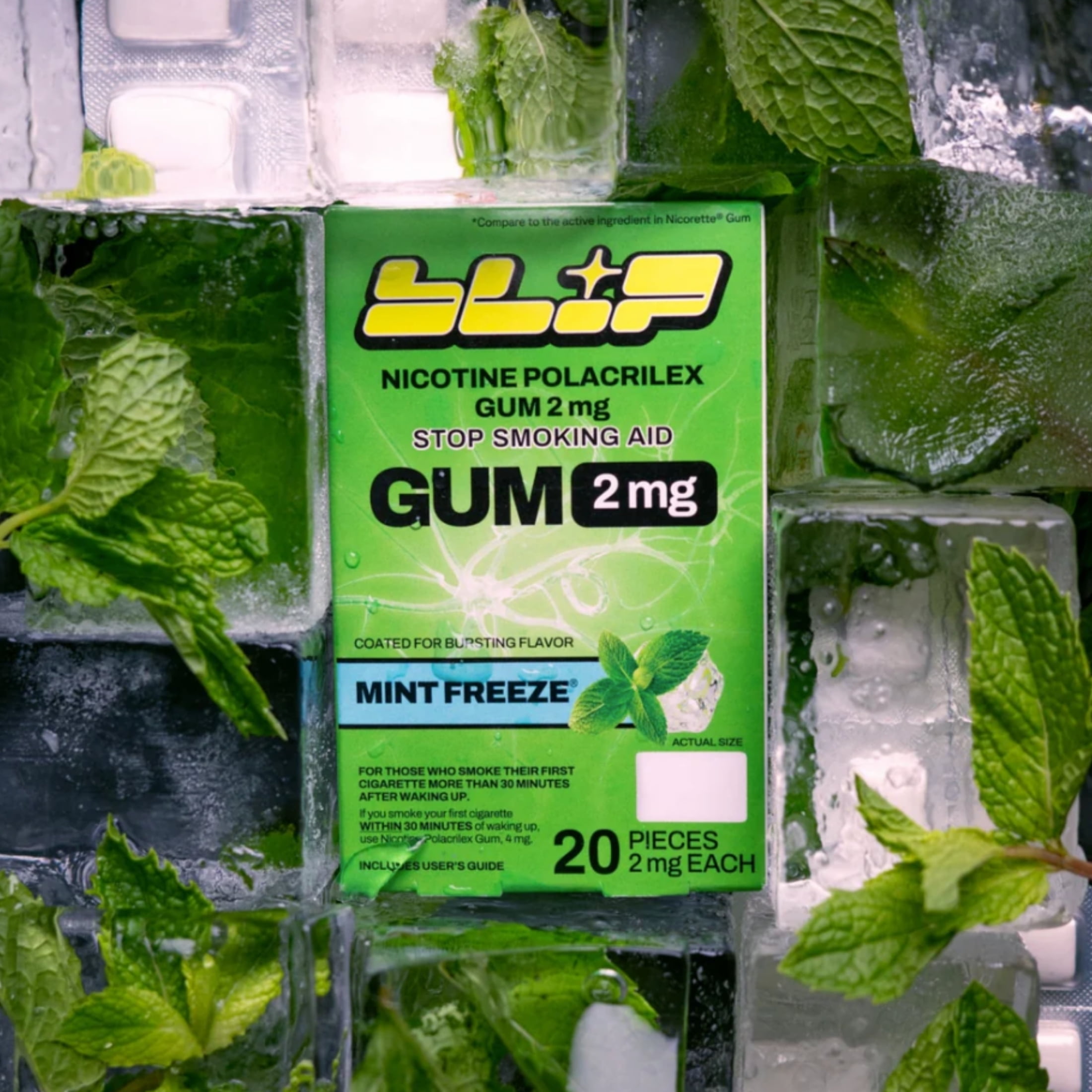 (3 pack) Blip Nicotine Gum, 2 mg, Mint Freeze, 20 Count