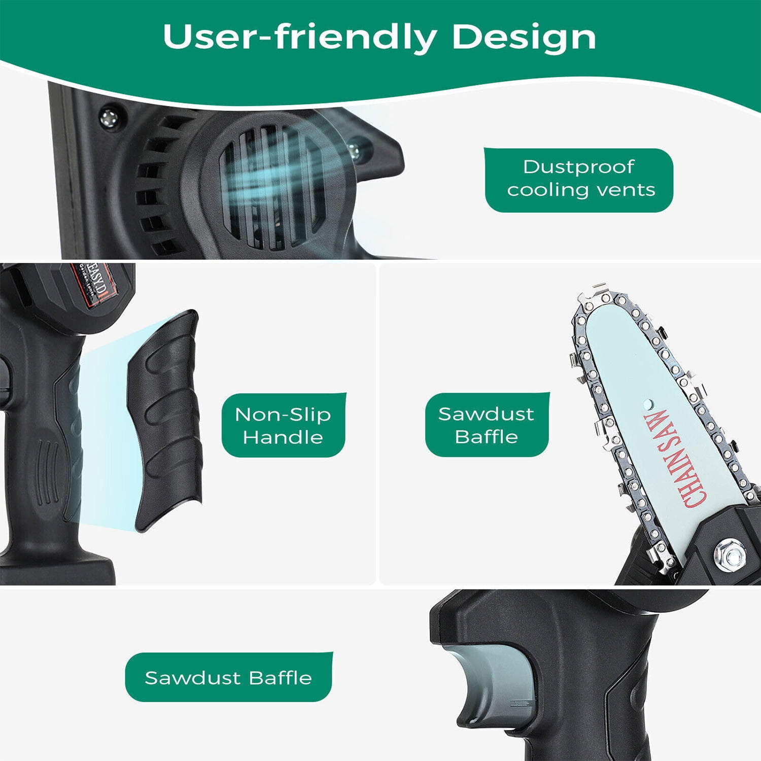 Mini Chainsaw Cordless 4 Inch 6 Inch with 2Pcs 21V Battery, Small Handheld Portable Saws Garden Tool for Wood Cutting Tree Branches Trimming