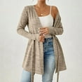 thumbnail image 2 of Women's Belted Cardigan - Tie Front Long Sleeve Open Front | Trendy Fall Cover Up Lightweight Office to Lounge Layer Minimalist, 2 of 9