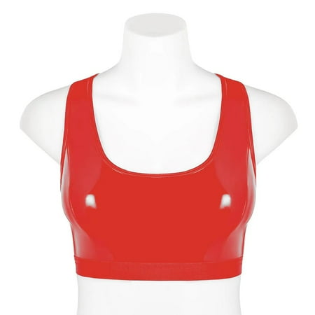 Sexy Womens Crop Bra Tops Fashion Clubwear Party Pole Dancing Backless Sleeveless Patent Leather Tank Tops for Party Club Music Festival