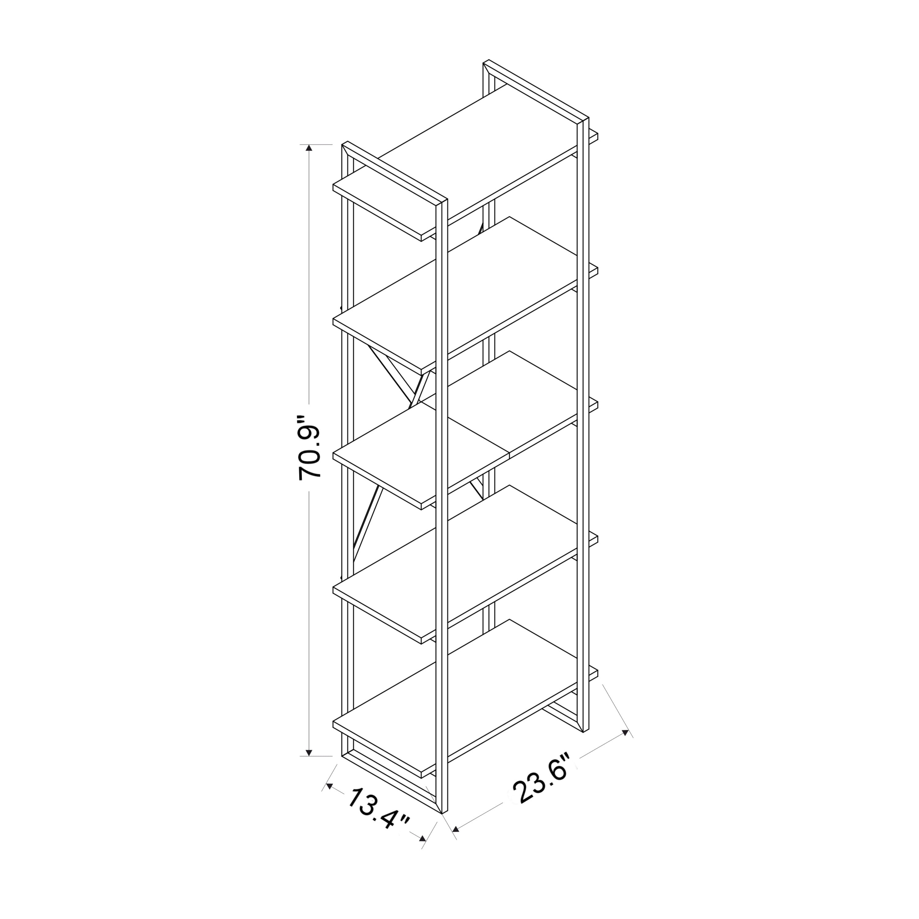 Ada Home Décor Elston 4 Tier Shelf Bookcase, Gold/Anthracite