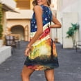 thumbnail image 4 of Camisón corto de verano para mujer, cómodo y moderno, con bolsillo estampado, sin mangas, cuello en V, falda de poliéster., 4 of 7