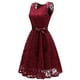 thumbnail image 5 of Vestido de dama de honor con cuello en V y encaje para mujer: vestido de fiesta formal con corte en A, poliéster, tallas estadounidenses 4-18, 5 of 6