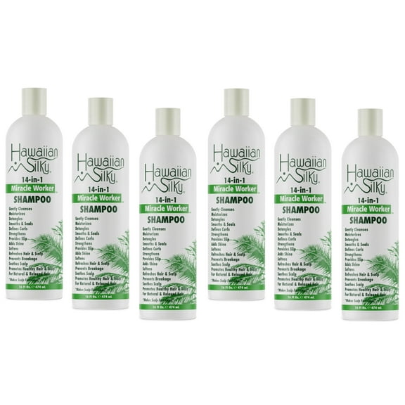 Hawaiian Silky 14-In-1 Miracle Worker Shampoo, 16 Fl. Oz. - Pack of 6