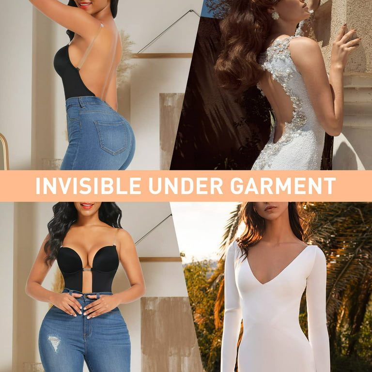 Invishaper - Plunge Backless Body Shaper Bra Plus Size Deep V Bra for Party  Tummy Control Shapewear, Black M : : Fashion