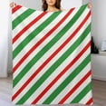 thumbnail image 2 of Red White Diagonal Stripes Flannel Fleece Throw Blanket Christmas Sweet 50x60 Inches Soft Blanket for Couch,Cozy,Warm,Lightweight, 2 of 6