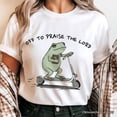 thumbnail image 2 of Off to Praise the Lord Funny Frog T-Shirt, Christian Faith Humor Jesus Tee, 2 of 8