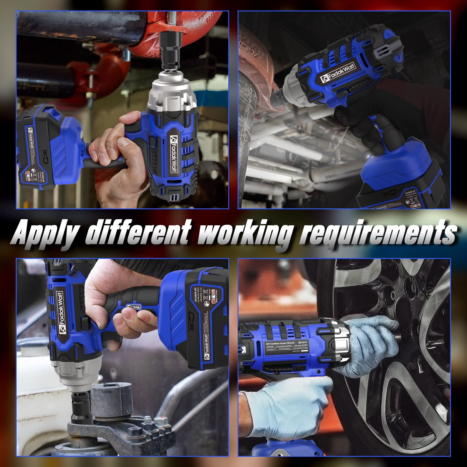 20V Cordless Impact Wrench/Driver, 1/2＂ 400 N·m High Torque 2300 RPM, Brushless with 5 Modes & LED. Kit with 3.0Ah Battery, Fast Charger, 4 Sockets for Automotive and DIY Repair (Blue)