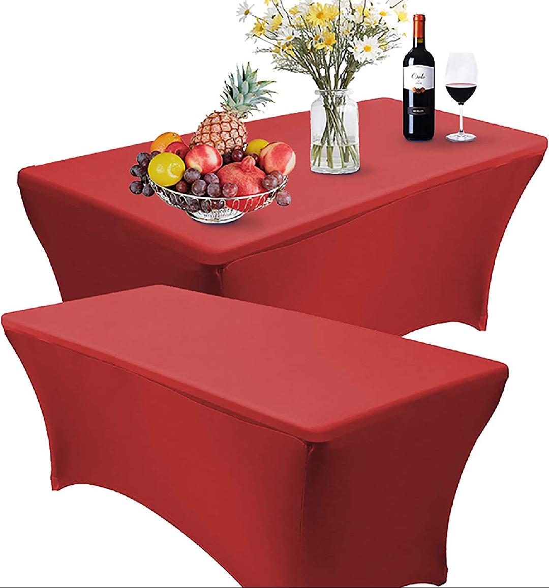 2 Pack 4FT Rectangular Spandex Table Cover FourWay Tight Fitted