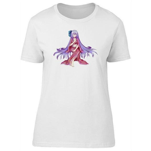 Anime Girl With Long Purple Hair T-Shirt Women -Image by Shutterstock, Female x-Large