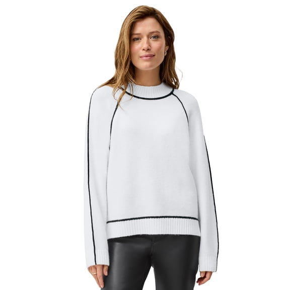 Ellos Plus Size Tipped Mock Neck Pullover