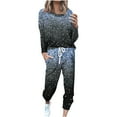 thumbnail image 3 of lcziwo Sequin Jogger Set for Women Spring Two Piece Outfit Long Sleeve Round Neck Tops and Drawstring Pants Sweatsuits 2025 Loose Fit Outdoor Lounge Suits Holiday Sales,Blue,XXXL, 3 of 6