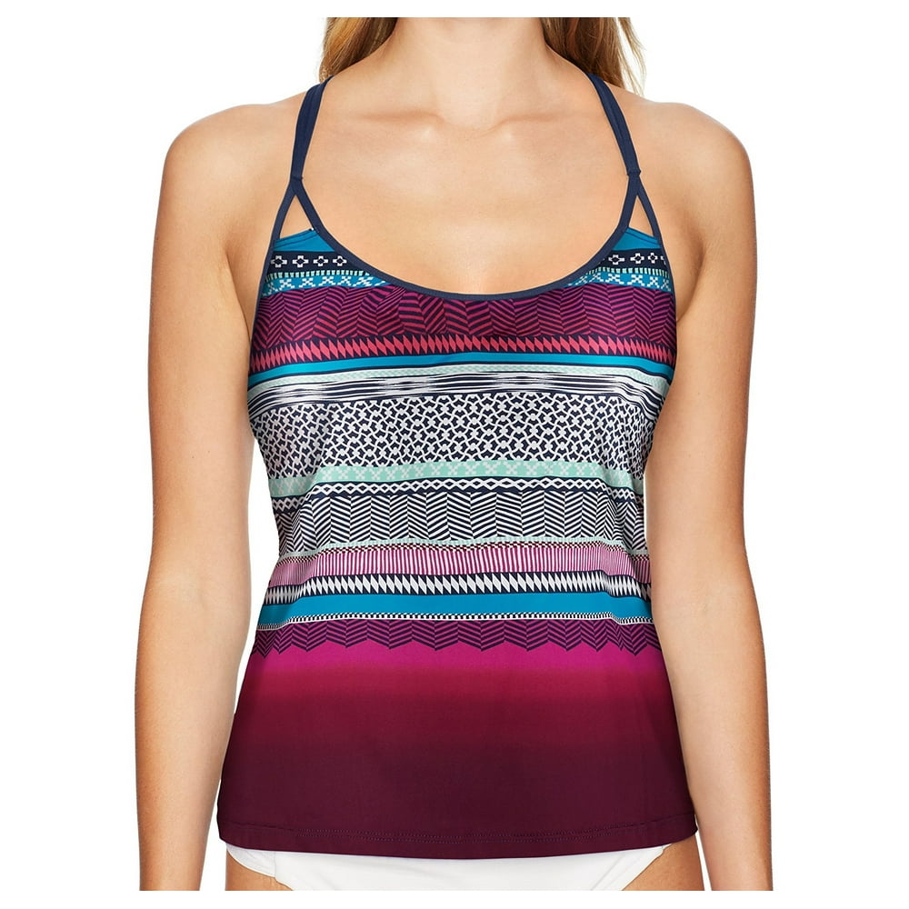Jag Swimwear Womens Large Ombre Printed Tankini Top Swimwear L