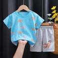 thumbnail image 2 of Hessimy Toddler Boy Short Sets - 2 Piece Knitted Crewneck T Shirt & Matching Shorts,Knitted Fabric（Sky Blue,5-6 Years), 2 of 3