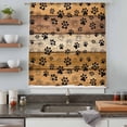 thumbnail image 4 of Yellow Brown Semi Sheer Curtains Drapes for Living Room, Bedroom, French Doors Window 54 Inches Long, Farmhouse Dog Paw Vintage Rod Pocket Chiffon Curtain Drapery Voile Draperies Panel, 4 of 8