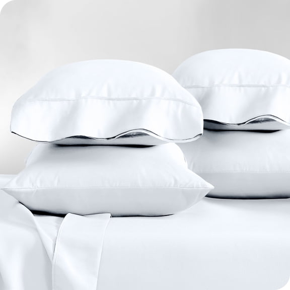 Juego de Fundas de Almohada Bare Home Colección Premium 1800 Doble Cepillado Ultra Suave Tamaño Estándar Color Blanco 4 Unidades