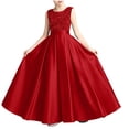 thumbnail image 2 of Mifsaly Formal Dresses for Girls Sleeveless Sequin Satin Pageant Dress Flower Girl Wedding Evening Party Gowns, 2 of 7
