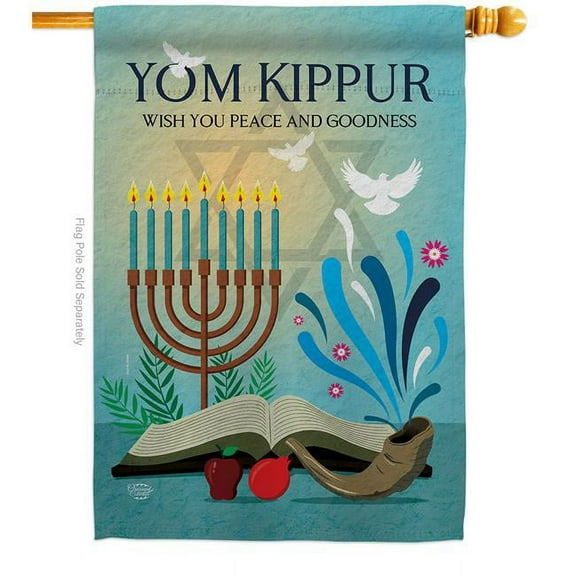Ornament Collection H190194-BO 28 x 40 in. Greeting Yom Kippur Religious Double-Sided Decorative Vertical House Flags for Decoration Banner Garden Yard Gift