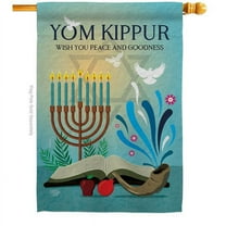 Ornament Collection H190194-BO 28 x 40 in. Greeting Yom Kippur Religious Double-Sided Decorative Vertical House Flags for Decoration Banner Garden Yard Gift