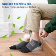 AMITOFO Toe Socks for Men Athletic Running Ankle Socks Breathable Mesh Low Cut Barefoot Five Finger Toe Socks, 5 Pairs Size 10-12