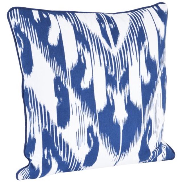 SARO LIFESTYLE 921.NB18S Carré Imprimé Ikat Design Dwon Rempli Coussin, Bleu Marine, 18"