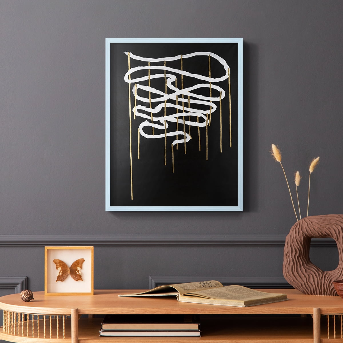 Weeping Ribbon II Framed Print in Blue Solid Wood 11 x 14 Framed Print