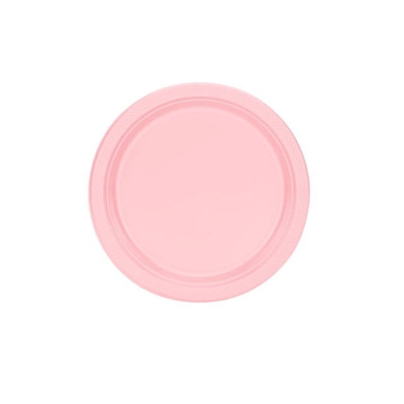 7" Pink Salad Plastic Plates: 6 Pack