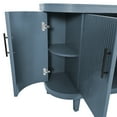 thumbnail image 6 of Decorative Storage Cabinet, Modern Curved Sideboard Wooden Console Coffee Bar Cabinet with 4 Doors and Adjustable Interior Shelves for Living Room, Kitchen, Bedroom, Hallway (Blue, 47.2-Inch ), 6 of 8