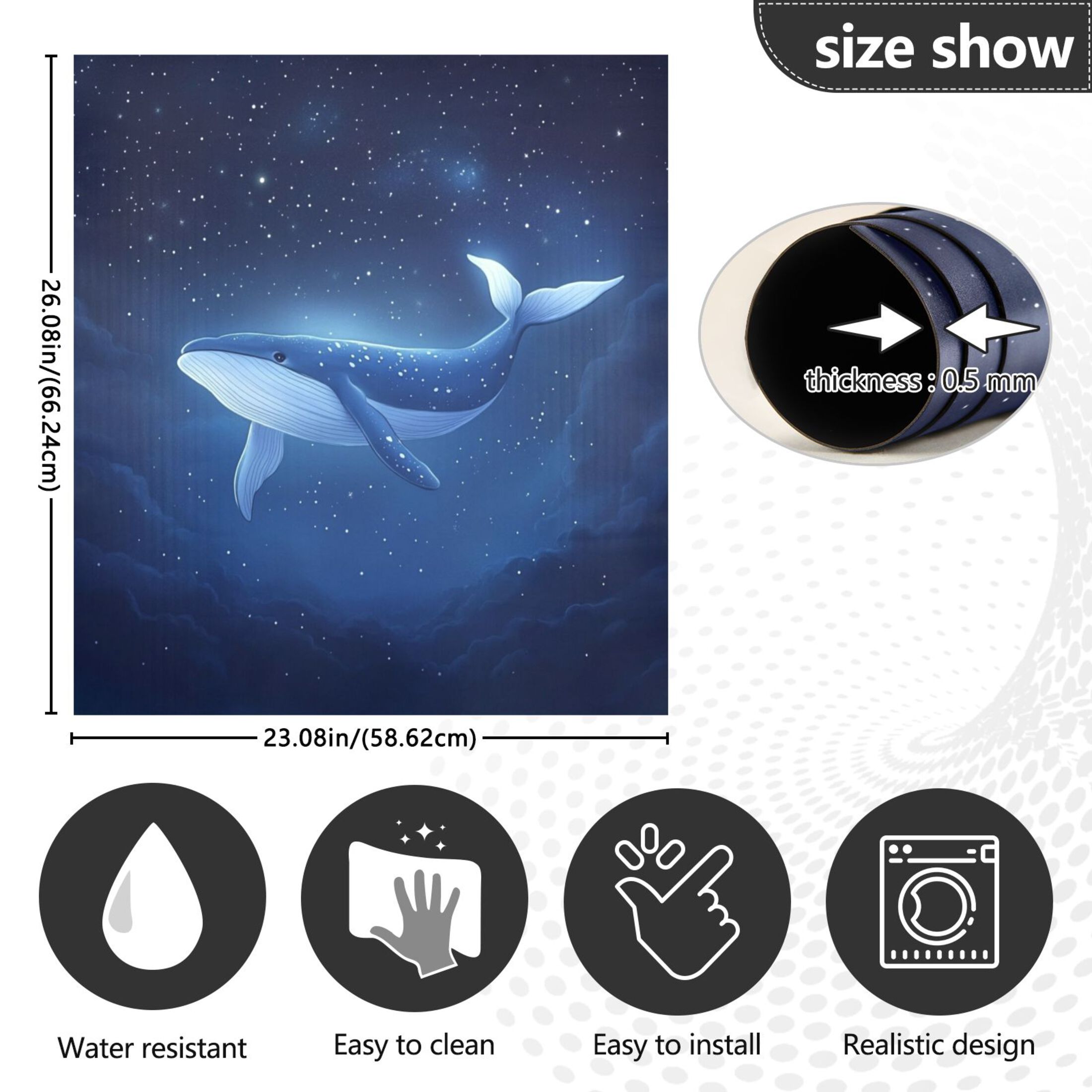 Dishwasher Magnetic Sticker 23x26 Inch Refrigerator Magnetic Sticker Washing Machine Magnetic Sticker Kitchen Panel Magnetic Sticker Home Decor Cartoon Sky Whale