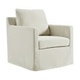 thumbnail image 4 of Serene Fabric Slipcovered Swivel Armchair in Salt, 4 of 9