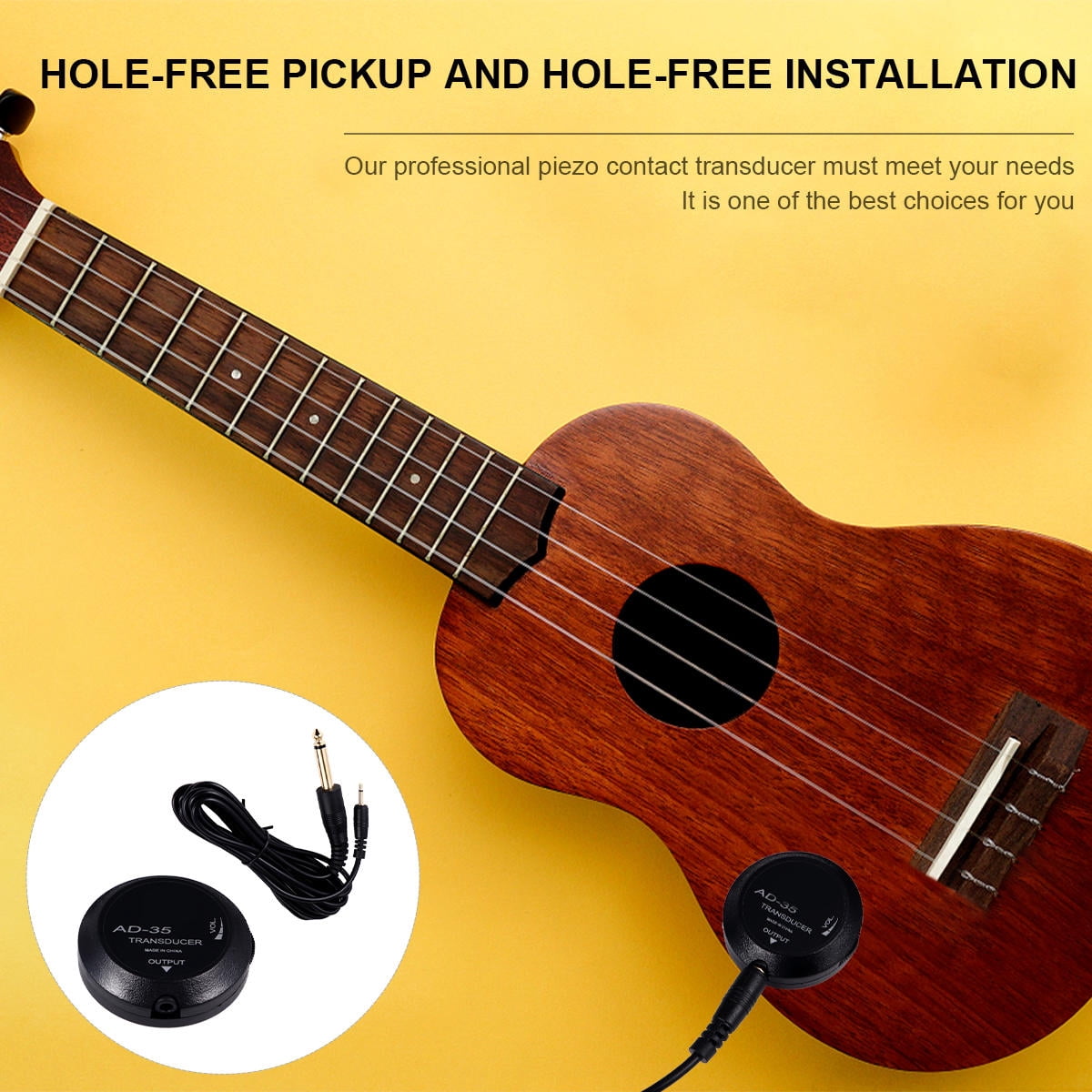Raindrops High Sensitivity Acoustic Pickup for Ukulele - Plastic Material, Easy to Install, 1 Set, Enhanced Sound Quality
