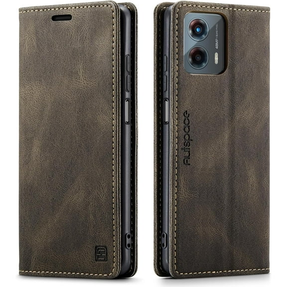 Case for Moto G 5G 2023,PU Leather Folio Flip Wallet Case with Card Holster Stand Kickstand Magnetic Closure Shockproof Phone Cover for Motorola Moto G 5G 2023 (Coffee)