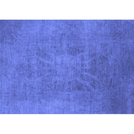 Ahgly Company Machine Washable Indoor Rectangle Oriental Blue Industrial Area Rugs, 8' x 10'