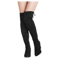 thumbnail image 2 of DREAM PAIRS Women's Fashion Thigh High Over The Knee Boots Block Mid Heel Long Sexy Faux Fur Boots HIGHLEG BLACK Size 8.5, 2 of 5