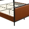 thumbnail image 6 of Christopher Knight Home King Size Canopy Bed Frame with PU Upholstered Headboard, Iron Frame, Brown+Black, 6 of 10