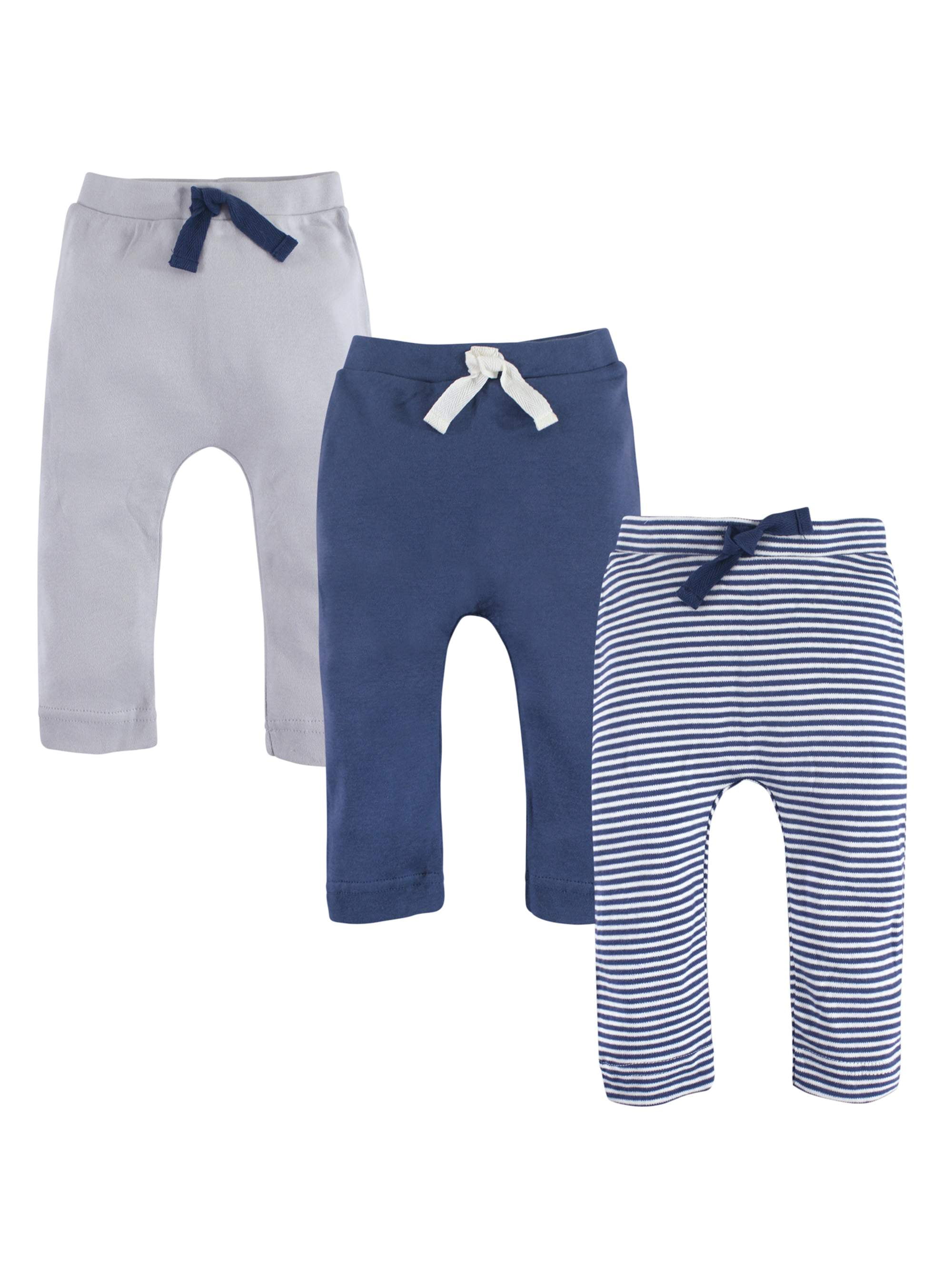 Oatmeal//Navy Touched By Nature Boy Baby Organic Cotton Pants 3-Pack