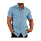 thumbnail image 2 of QUTETN Men's Casual Short Sleeve Linen Shirt - Solid Color Button- with Spread Collar, Lightweight & Breathable for Summer, Machine Washable, 2 of 4
