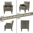 thumbnail image 2 of Modern Vegan Leather Accent Chair Upholstered Sofa Chair Arms & Wooden Legs Home Living Room Bedroom Grey, 2 of 7