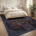 thumbnail image 3 of ODIKA 8'x10' Washable Area Rug Midnight Blue Victorian Manor Inspired Design Elegant Architectural Motifs with Starry for Dining Room, Large Office, Lounge, Non-Slip Chair-Friendly Mat, 3 of 7