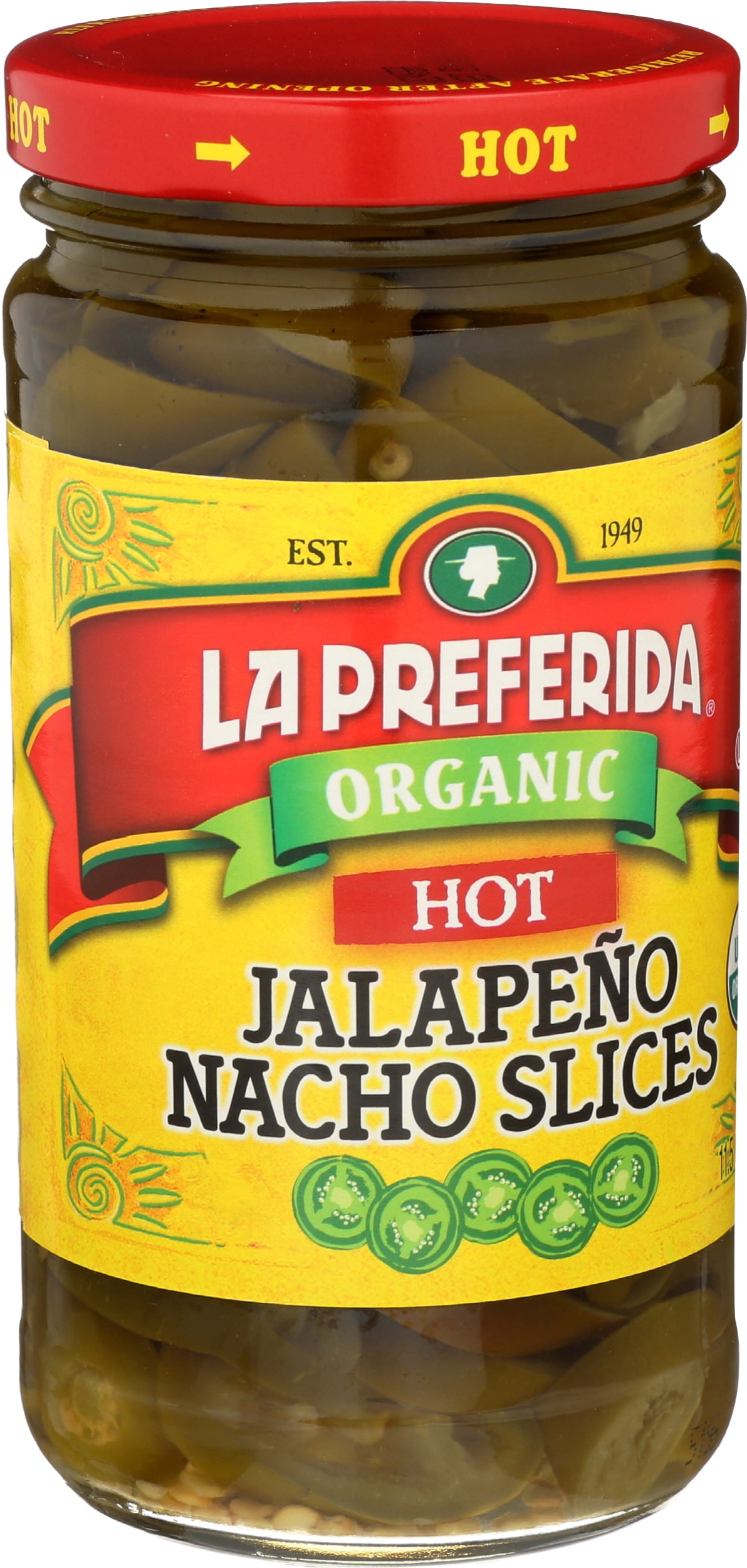 Pack of 12, La Preferida Organic Hot Jalapeno Slices, 11.5 oz