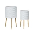 thumbnail image 2 of 2-Piece Honeycomb Metal Planter Pot With 3-Leg Gold Metal Base - White - 20"H x 10.5"W / 15.75"H x 8.5"W, 2 of 4