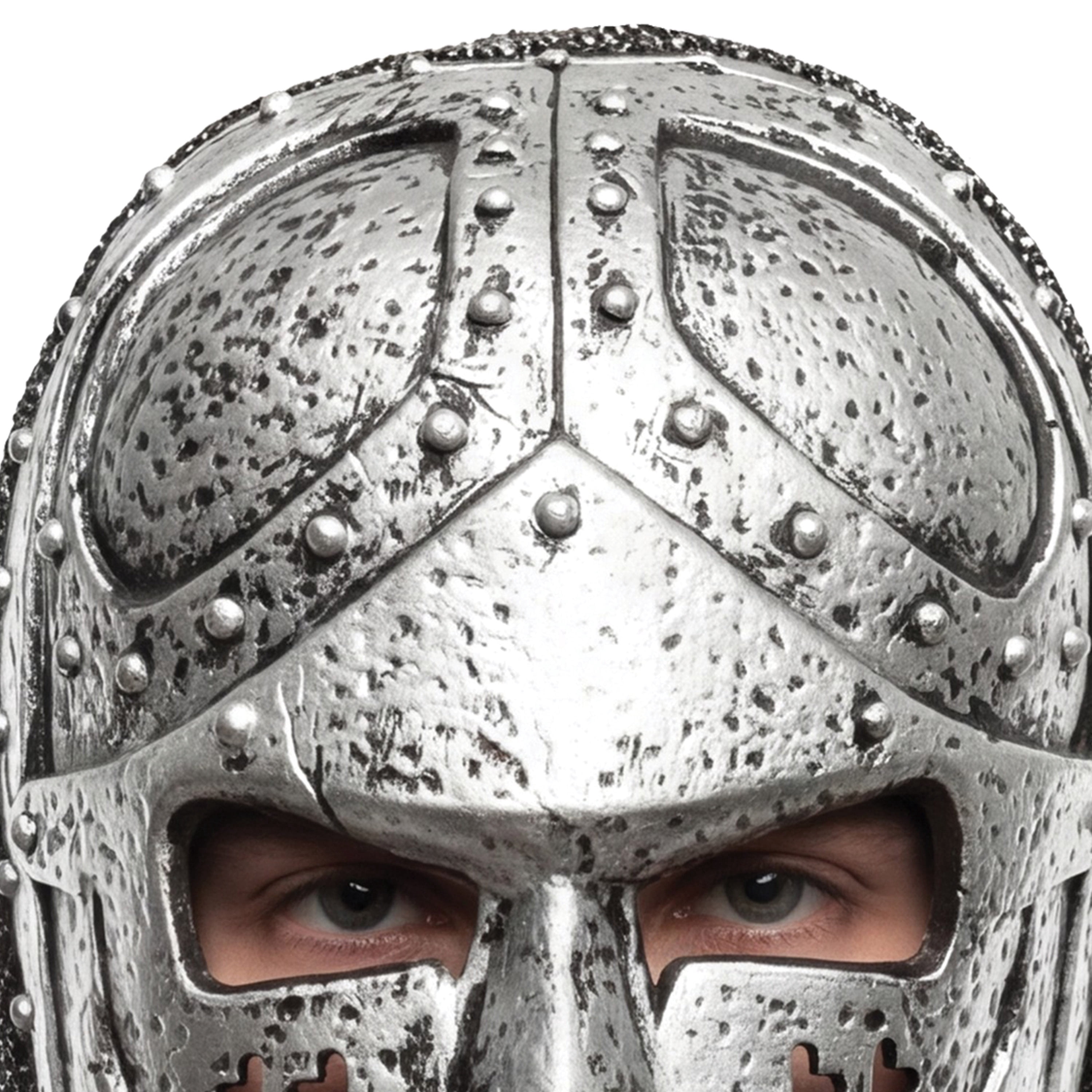 Iron Knight Mask Costume Accessory for Adults, Silver and Black, Halloween by Way To Celebrate