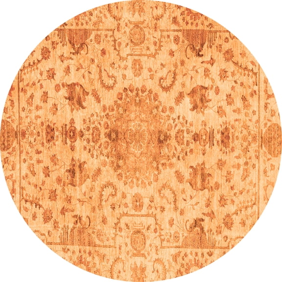 Ahgly Company Indoor Round Oriental Orange Traditional Area Rugs, 3' Round