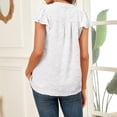 thumbnail image 7 of Baqcunre T Shirts For Women Women'S Summer Blouses V Neck Ruffle Short Sleeve Top Summer Shirts Dots Elegant Chiffon Blouse Workout Tops For Women Womens Blouses White XXL, 7 of 7
