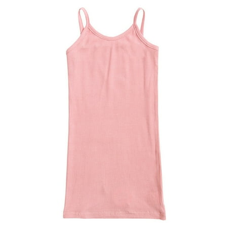

ZIZOCWA Tween Girl Dress Toddler Kids Girls Dance Racerback Crop Sleeveless Soild Sports Dance Ballet Gymnastics Dancewear Dress Long Dresses for Girl Pink130