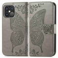 thumbnail image 2 of Dteck Wallet Embossed Case For Apple iPhone 13 Pro Max, Magnetic [Built-in Credit Card Slots] Flip Folio PU Leather Cover Case with Flower Butterfly Pattern,gray, 2 of 6