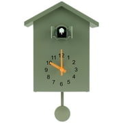 JTWEEN Minimalist Cuckoo Clock,Modern Cuckoo Wall Clock,Birdhouse Cuckoo Clock with Bird Voices Call Wall Art Home Living Room Kitchen Office Decoration (Green)