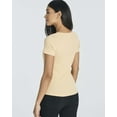 thumbnail image 4 of Real Essentials 4 Pack: Women's Soft Ribbed Knit Split Neck T-Shirt - Casual Office Summer Top (Available In Plus), 4 of 6
