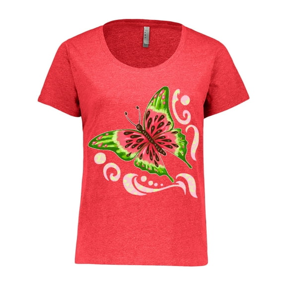Inktastic Watermelon Butterfly Women's Plus Size T-Shirt