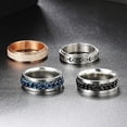 thumbnail image 6 of 4 Pcs Stainless Steel Anxiety Rings for Women Men Chain Inlaid Fidget Spinner Rings Moon Star Sand Blast Finish Rose Gold Silver Band Ring Set for Stress Relieving Wedding Promise Size 6-13, 6 of 6